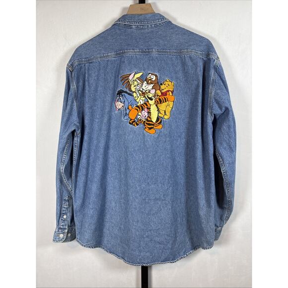 Disney Tops - Disney Store Winnie the Pooh Denim Shirt Women's Large Embroidered 90s Vintage